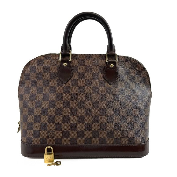 Louis Vuitton Alma Damier Ebene PM Brown Top Handle W/ Lock & Key - Picture 2 of 13